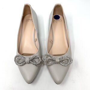 Jones New York Quennelle Pointed Toe Rhinestone Bow Ballet Flats 8.5 Womens
